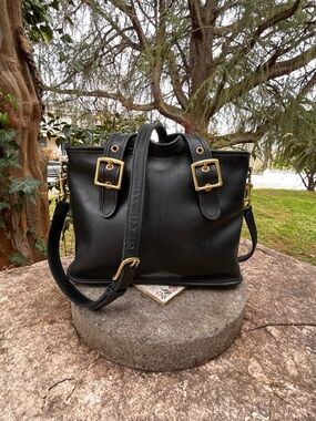 Vintage Coach Black Gloved Leather Satchel #9063